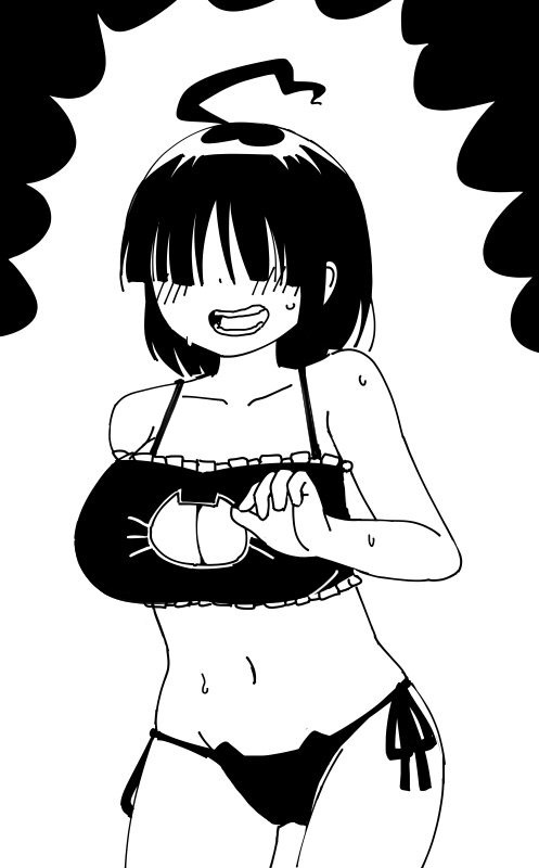 nyaromeron, sacchan (nyaromeron), original, 1girl, breasts, large breasts, no eyes, tegaki