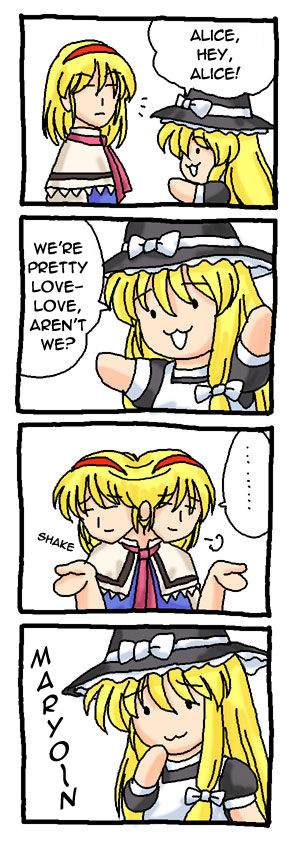 alice margatroid, kirisame marisa, touhou, translated, 4koma, comic, english text, female focus, parody