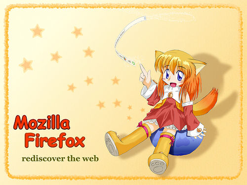 rerofumi, mozilla firefox, os-tan, lowres, 1girl, animal ears, boots, female focus, orange boots, personification, solo, tail