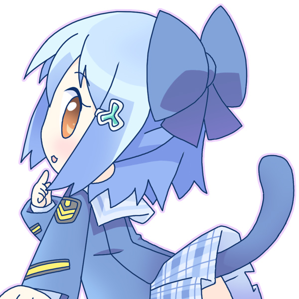 mirai (sugar), inamori mika, gakuen utopia manabi straight!, 00s, chibi, hair ornament, hairclip, plaid clothes, plaid skirt, skirt, solo, tail