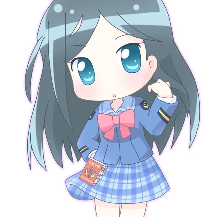 mirai (sugar), etou mei, gakuen utopia manabi straight!, 00s, 1girl, bow, chibi, female focus, pink bow, plaid clothes, plaid skirt, skirt, solo