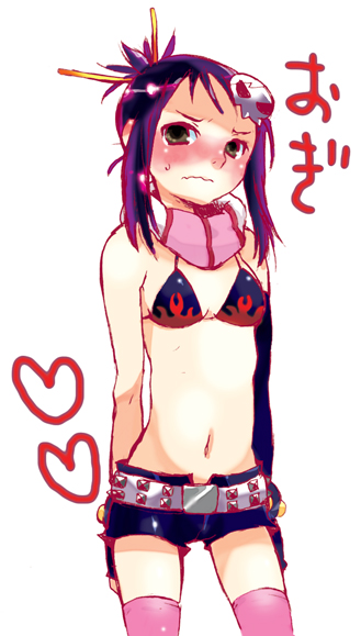 ogiue chika, yoko littner, genshiken, tengen toppa gurren lagann, 1girl, cosplay, female focus, solo, thighhighs, yoko littner (cosplay)