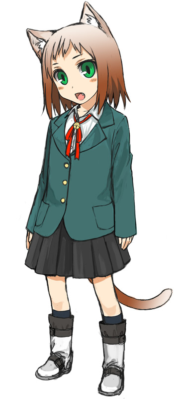 hito, original, animal ears, blazer, cat ears, cat tail, jacket, school uniform, solo, tail