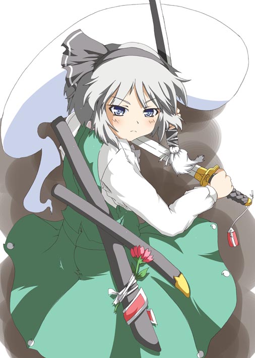 konata gazel, nanatsuhane, konpaku youmu, konpaku youmu (ghost), touhou, 1girl, female focus, hitodama, katana, sheath, solo, sword, weapon