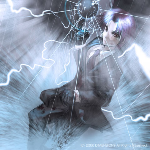 bazett fraga mcremitz, fate/stay night, fate (series), lowres, 00s, 1girl, female focus, fighting stance, formal clothes, fragarach (fate), gloves, mole, mole under eye, pant suit, pants, red hair, short hair, solo, suit, water