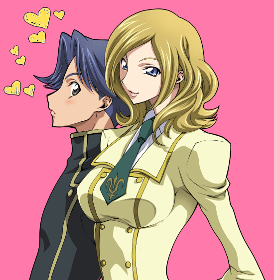 iyou, mizuno poppo, poppo, milly ashford, rivalz cardemonde, code geass, 00s, blonde hair, heart, school uniform, serafuku