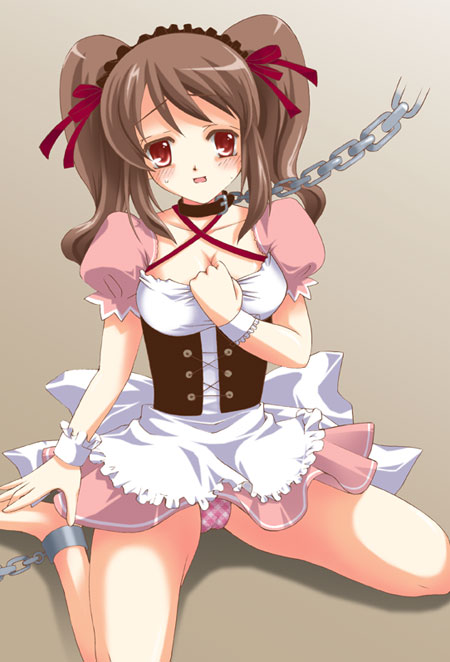 hinase saharu, asahina mikuru, suzumiya haruhi no yuuutsu, 00s, chain, collar, maid, panties, solo, underwear
