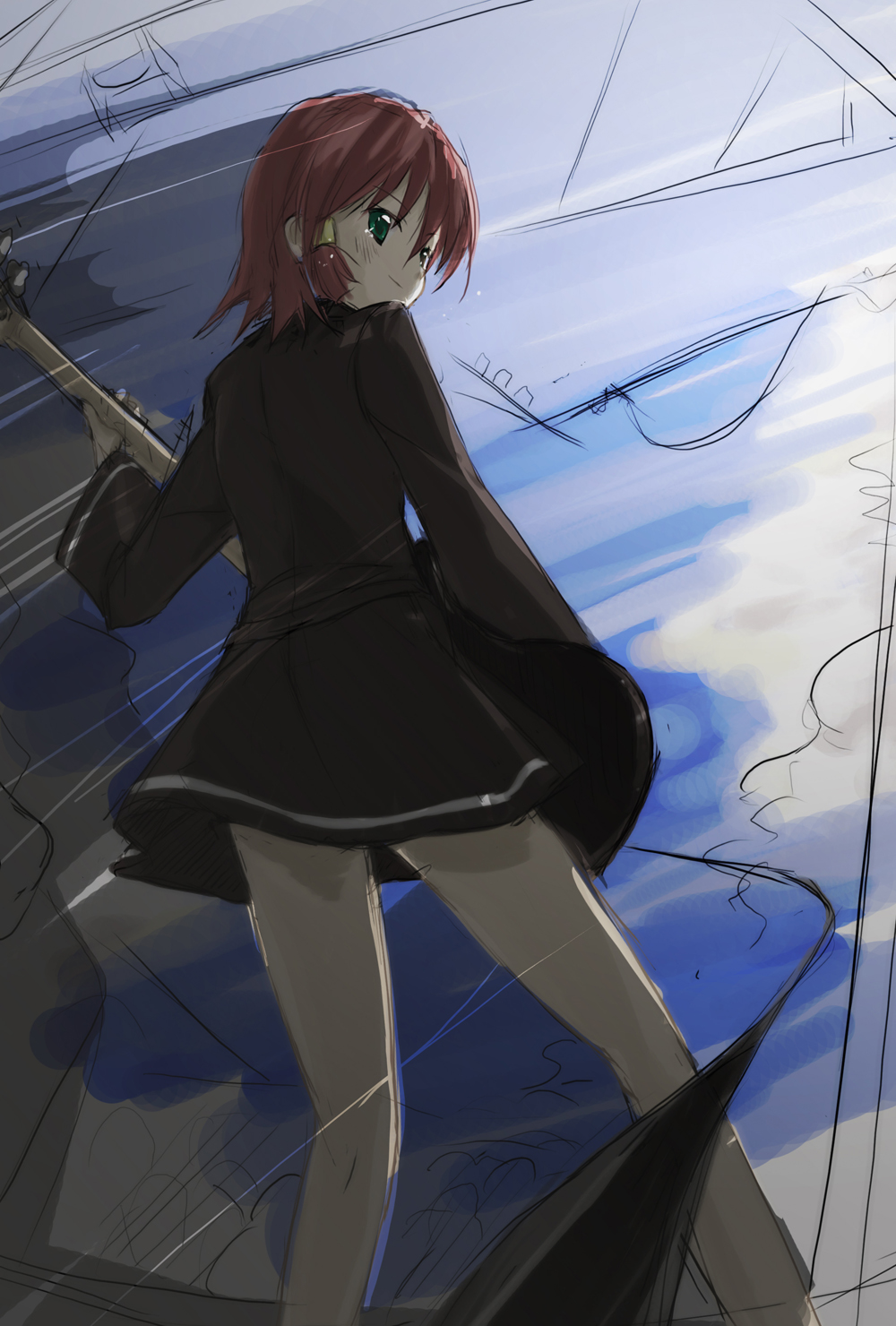 minase shuu, ruquia, quiz magic academy, highres, green eyes, red hair, short hair