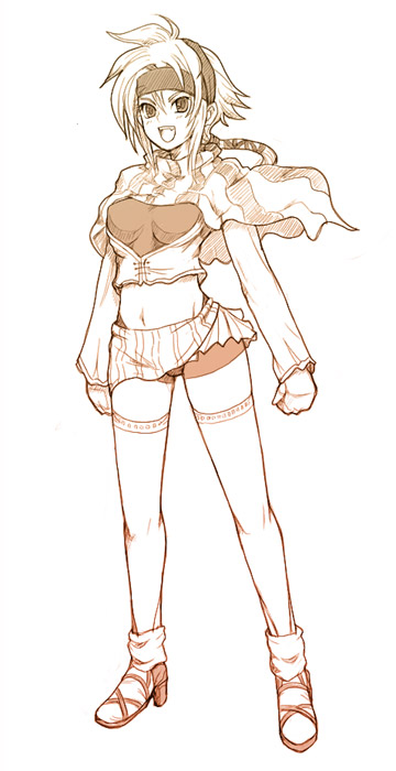 kara (color), tagme, 1girl, female focus, monochrome, orange theme, solo, thighhighs