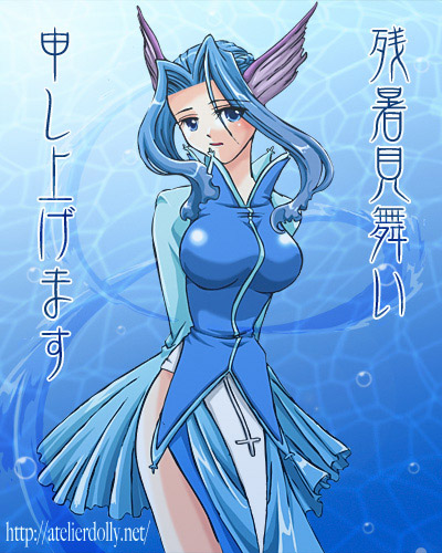 taniguchi mai, lowres, 1girl, blue eyes, blue hair, female focus, matching hair/eyes, solo, underwater, water
