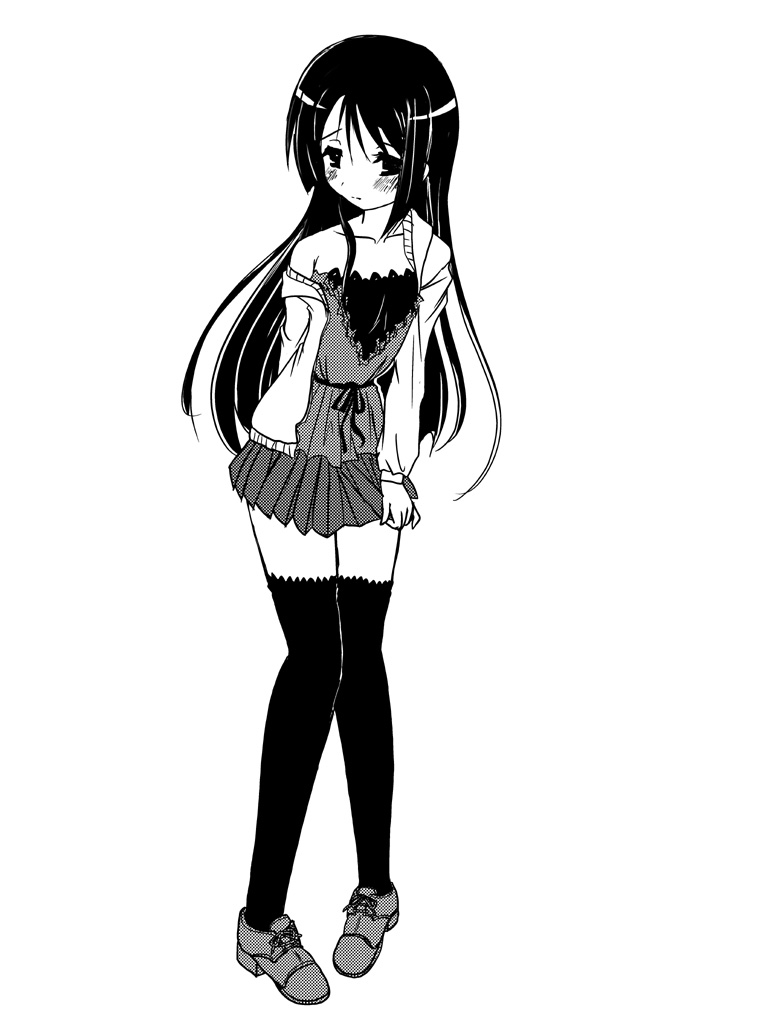 frapowa, saginomiya isumi, hayate no gotoku!, 00s, greyscale, monochrome, solo, thighhighs, zettai ryouiki