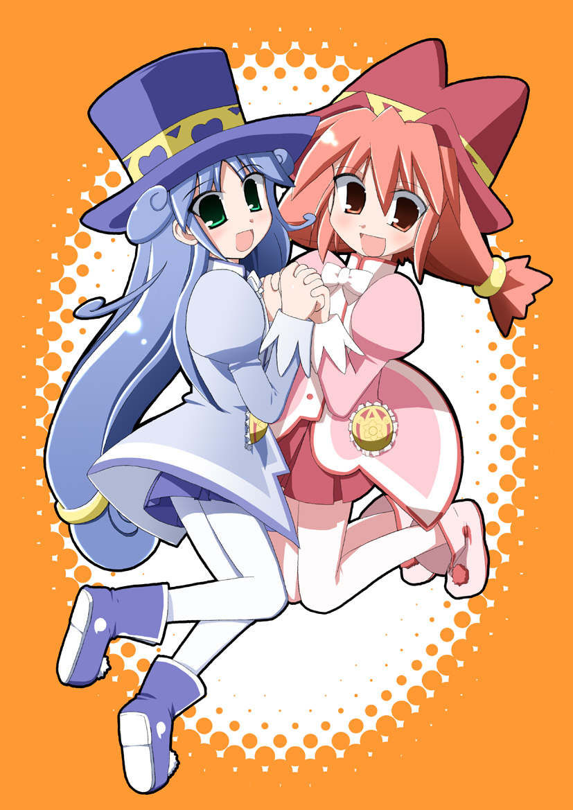 hoppege, fine (futagohime), rein (futagohime), fushigiboshi no futago hime, 00s, blue hair, pantyhose, red hair