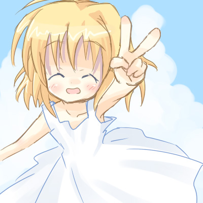 sakuramori sumomo, kamio misuzu, air (visual novel), lowres, 00s, foreshortening, solo, v