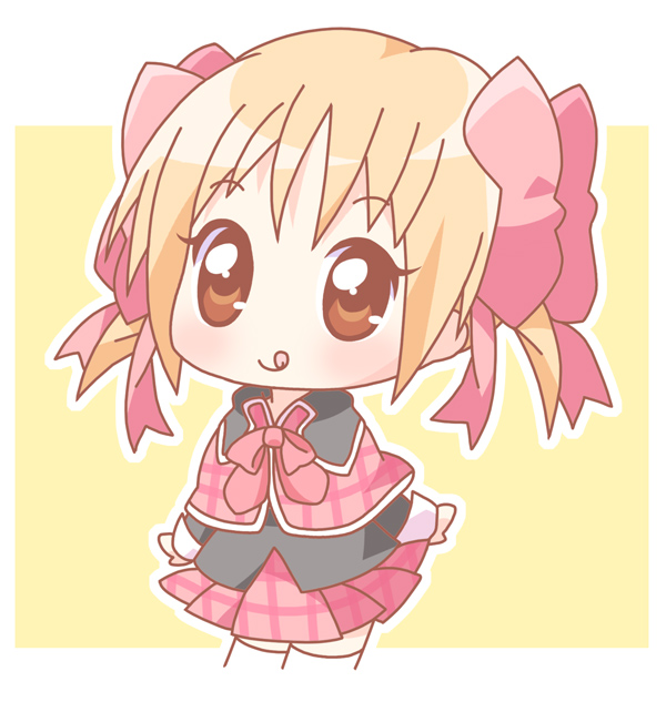 mirai (sugar), yuiki yaya, shugo chara!, chibi, ribbon, school uniform, serafuku, solo