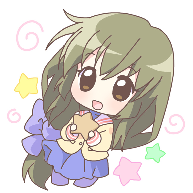 mirai (sugar), ibuki fuuko, clannad, 00s, 1girl, chibi, female focus, long hair, low-tied long hair, solo