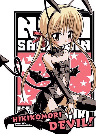 sanzen'in nagi, hayate no gotoku!, lowres, 00s, 1girl, blonde hair, blush, demon, female focus, goth fashion, ribbon, solo, thighhighs, wings