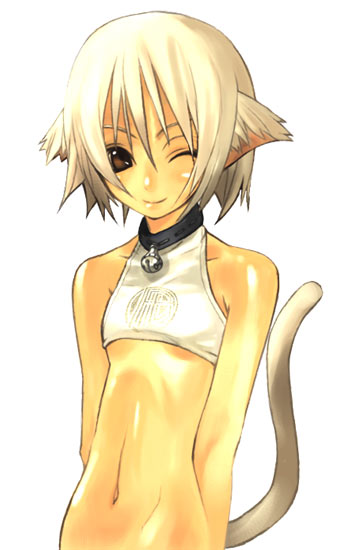 tagme, animal ears, brown eyes, cat ears, cat tail, flat chest, solo, tail