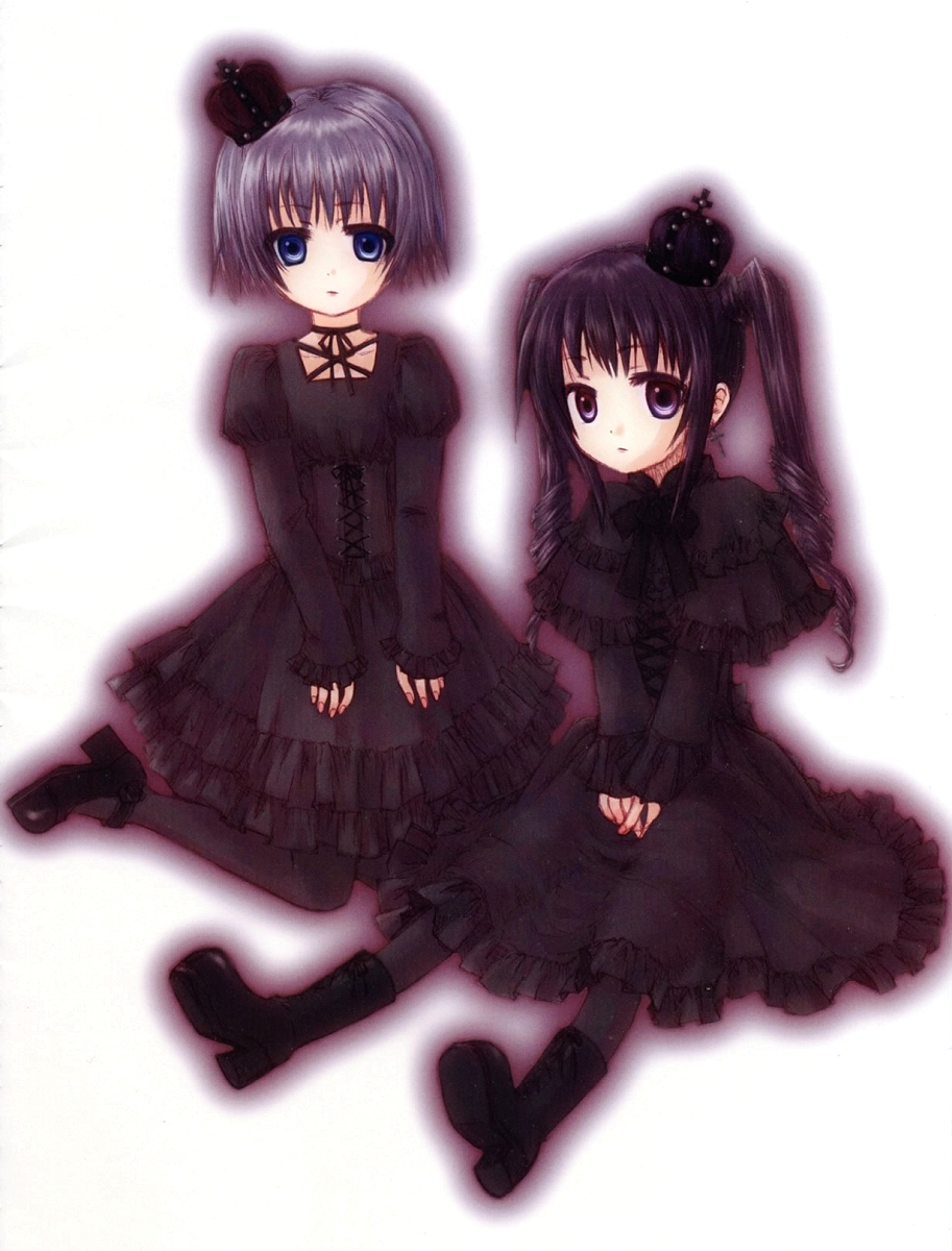 highres, tagme, crown, dress, goth fashion, hat, pantyhose, ribbon