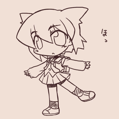 ikkyuu, serizawa akane, pani poni dash!, lowres, 00s, 1girl, female focus, monochrome, school uniform, sepia, serafuku, solo