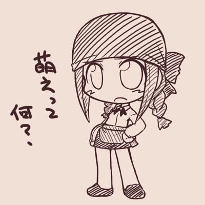 ikkyuu, momose kurumi, pani poni dash!, lowres, 00s, 1girl, bandana, braid, chibi, female focus, monochrome, sepia, solo, twin braids, waitress
