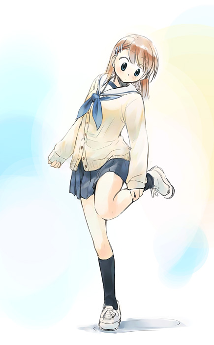 ikeda jun (mizutamari), original, 1girl, cardigan, female focus, school uniform, serafuku, solo