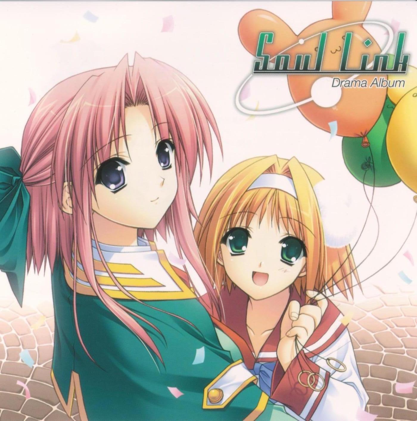 suzuhira hiro, inatsuki nanami, morisaki nao, soul link, highres, 00s, balloon, ribbon, school uniform, serafuku, smile