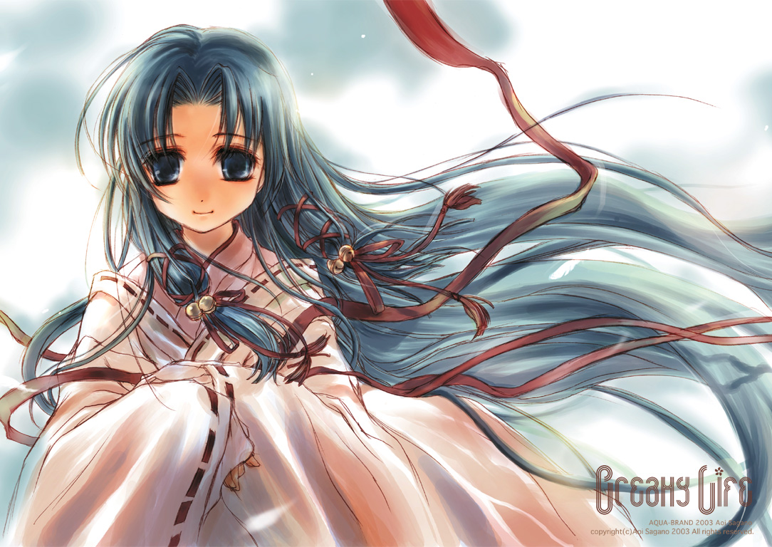 kannabi no mikoto, air (visual novel), tagme, 00s, japanese clothes, long hair, miko, solo