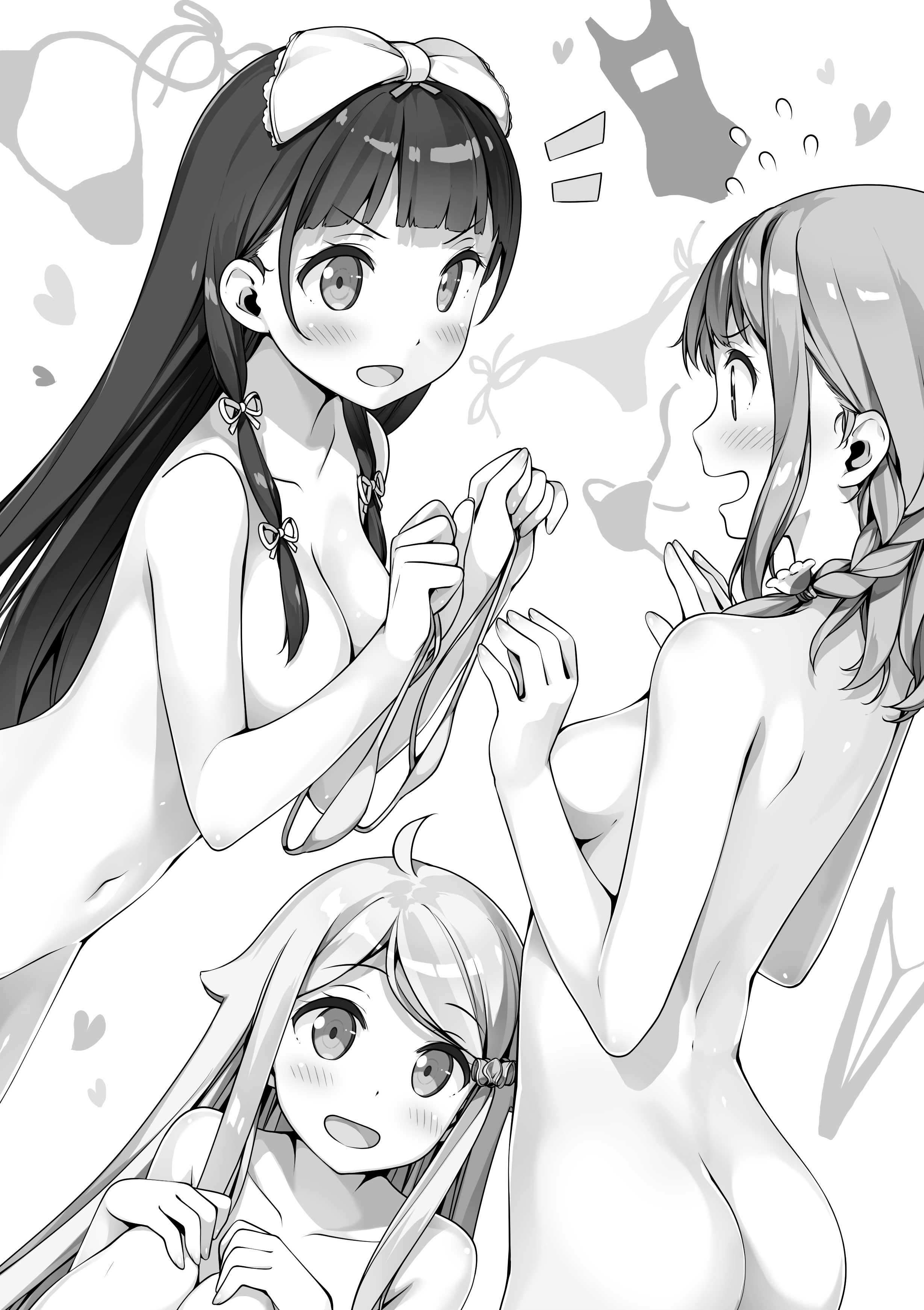 kantoku, kani nayuta, mikuniyama kaiko, shirakawa miyako, imouto sae ireba ii, absurdres, highres, 3girls, ass, breasts, completely nude, long hair, multiple girls, nude, nudist