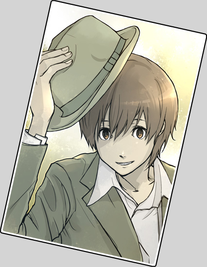 firo prochainezo, baccano!, artist request, source request, 00s, 1boy, fedora, hat, male focus, smile, solo