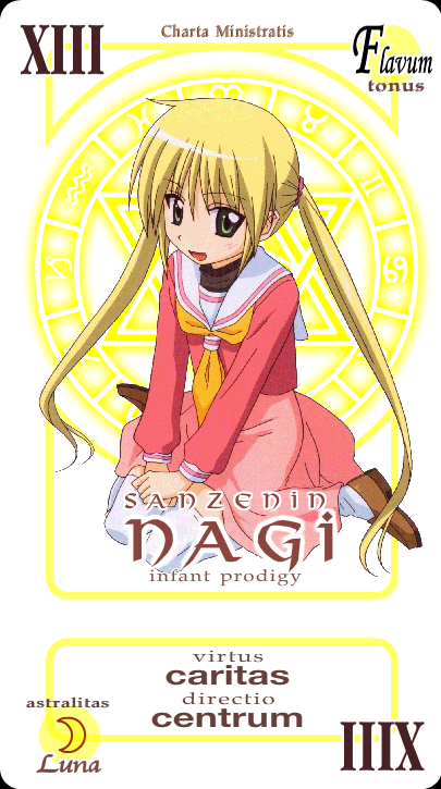 sanzen'in nagi, hayate no gotoku!, card (medium), child, kneeling, pactio, parody, school uniform, serafuku, solo, thighhighs, zettai ryouiki