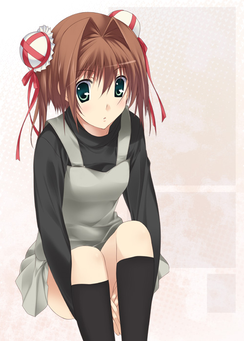mizuki makoto, asakura yume, da capo, da capo ii, 00s, brown hair, bun cover, double bun, green eyes, solo