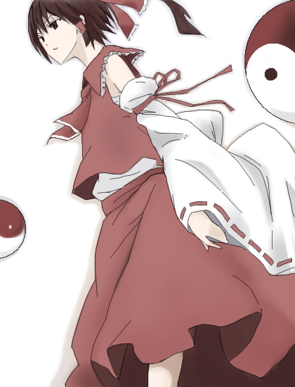 kajiki, hakurei reimu, perfect cherry blossom, touhou, 1girl, black hair, detached sleeves, female focus, japanese clothes, miko, ribbon, solo