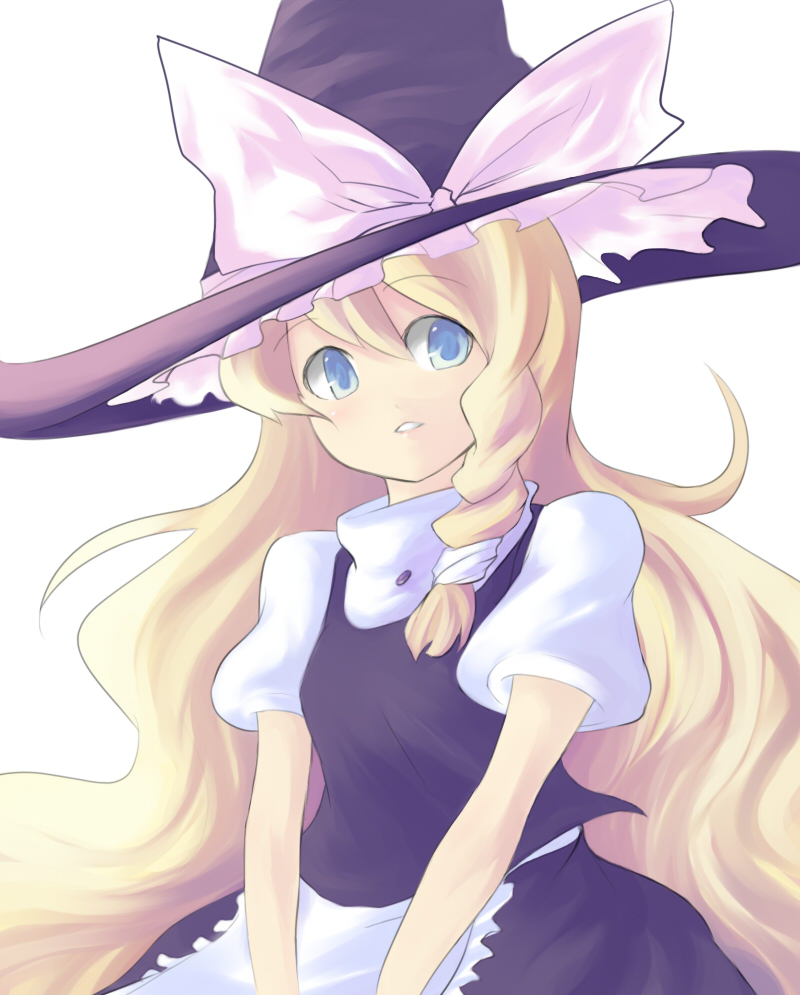 saiste, kirisame marisa, touhou, 1girl, blonde hair, braid, female focus, hat, long hair, ribbon, solo