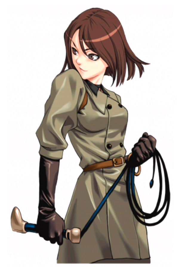 uniform, tagme, brown eyes, brown hair, gloves, short hair, solo, whip