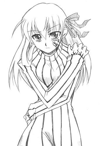 dark matou sakura, dark sakura, matou sakura, fate/stay night, fate (series), lowres, 00s, greyscale, monochrome, solo, turtleneck