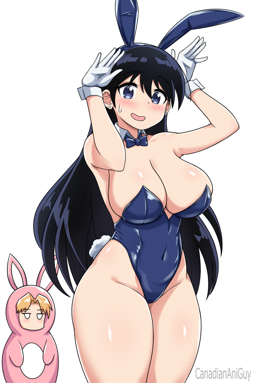 canadiananiguy, arato nagi, ruri no houseki, alternate costume, breasts, large breasts, leotard, playboy bunny