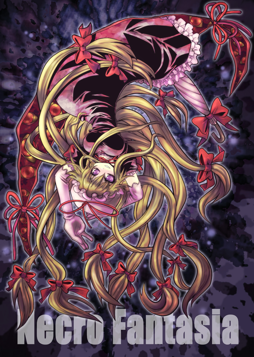 gem (ddt), gem (pixiv), yakumo yukari, touhou, bad id, bad pixiv id, highres, 1girl, blonde hair, female focus, gap (touhou), hat, long hair, ribbon, solo