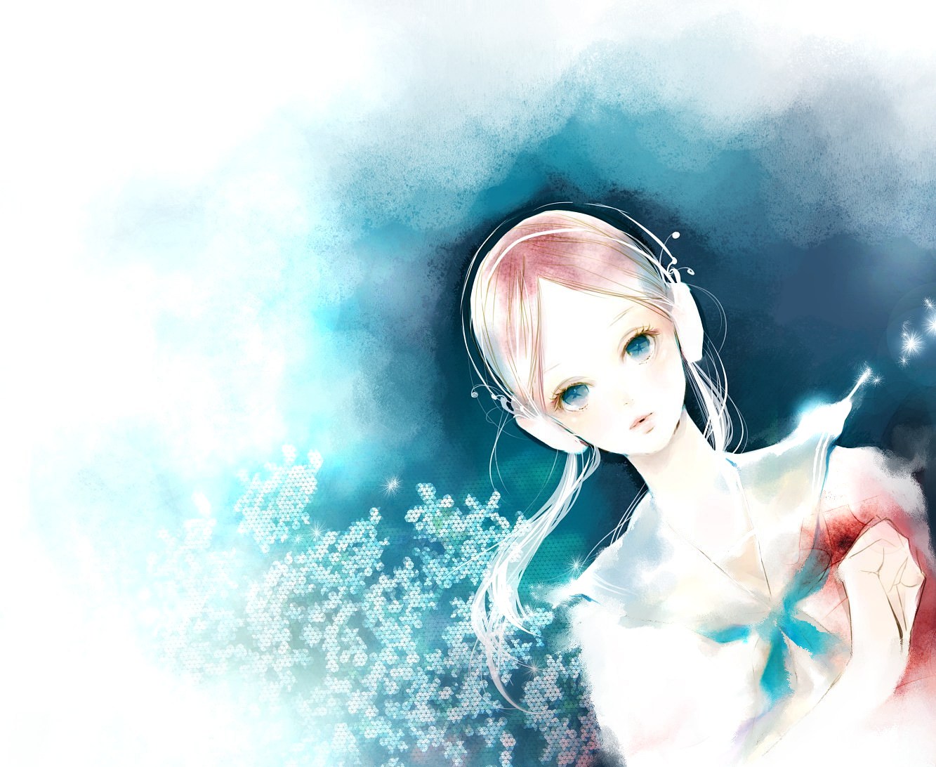 original, tagme, 1girl, female focus, headphones, school uniform, serafuku, solo
