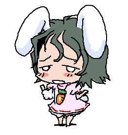 baku taso, itigekimaru, inaba tewi, touhou, lowres, 1girl, animal ears, chibi, female focus, oekaki, rabbit ears, sigh, solo