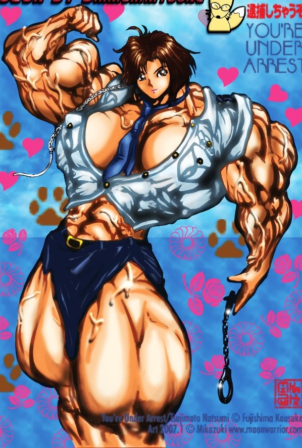 mikazuki dono, tsujimoto natsumi, taiho shichauzo, biceps, extreme muscles, flexing, japan national police, muscular, police, police uniform, policewoman, solo, veins