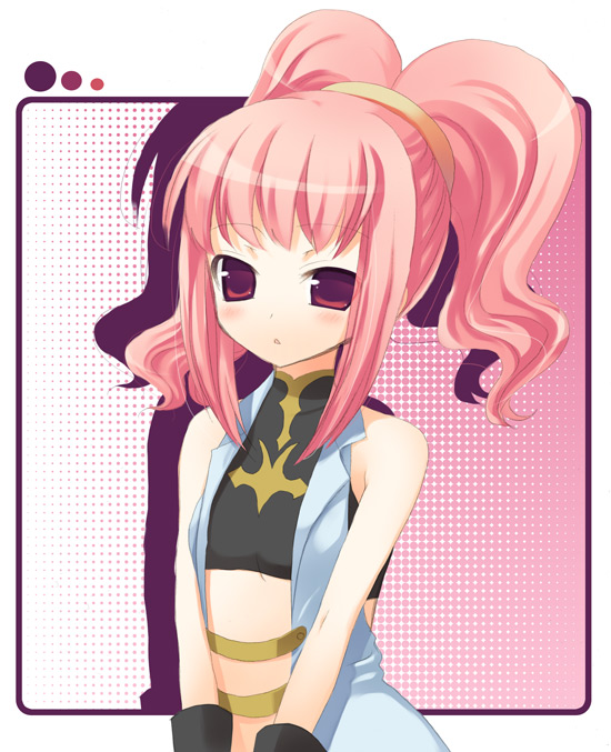 sazaki ichiri, anya alstreim, code geass, 00s, flat chest, pink hair, red eyes, solo