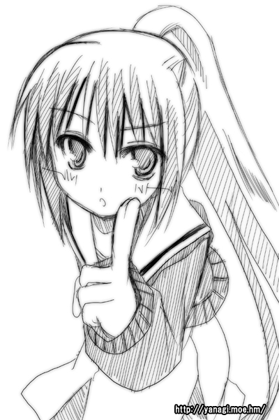 ryuuryuu, kyonko, suzumiya haruhi no yuuutsu, 00s, 1girl, female focus, genderswap, genderswap (mtf), greyscale, monochrome, ponytail, school uniform, serafuku, solo