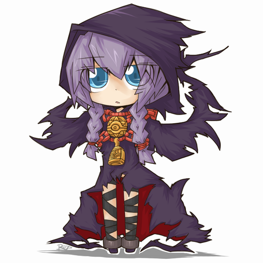 reku, rex (artist), curse maker, curse maker 2, atlus, etrian odyssey, bad id, bad pixiv id, braid, chibi, hood, solo, twin braids