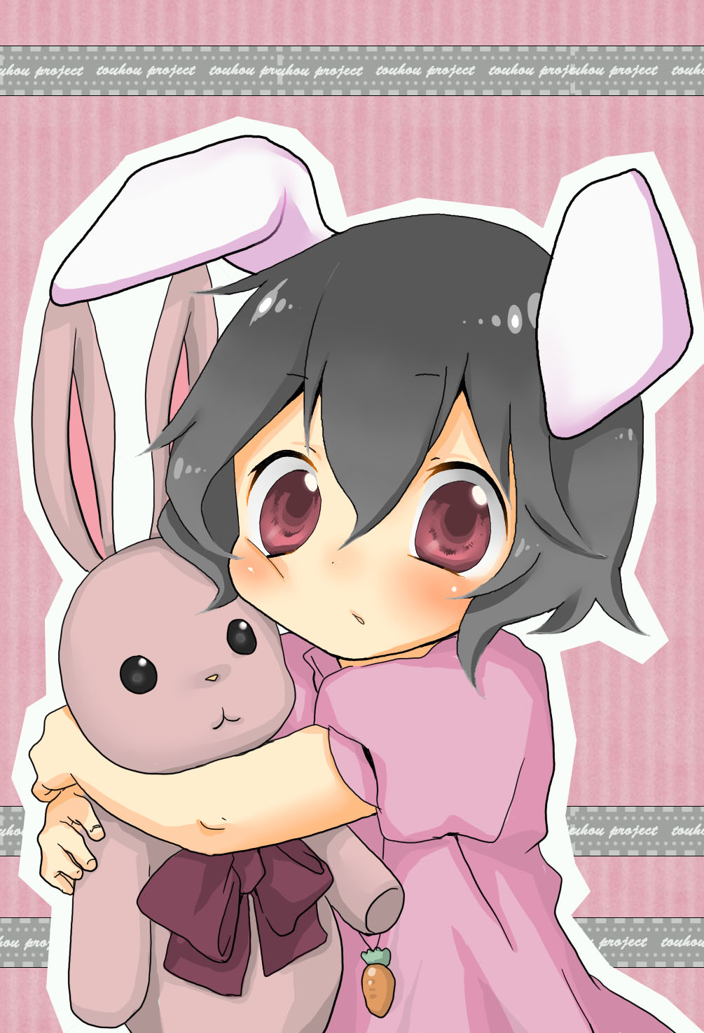 konako, inaba tewi, touhou, bad id, bad pixiv id, highres, 1girl, animal ears, black hair, female focus, rabbit, rabbit ears, short hair, solo, upper body