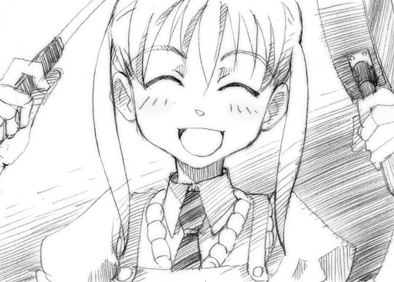 gofu, maka albarn, soul eater, traditional media, 00s, greyscale, monochrome, sketch, solo