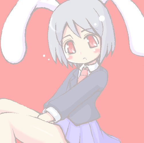 die zenra, reisen, touhou, bad id, bad pixiv id, 1girl, animal ears, blush, female focus, oekaki, rabbit ears, red eyes, school uniform, serafuku, solo