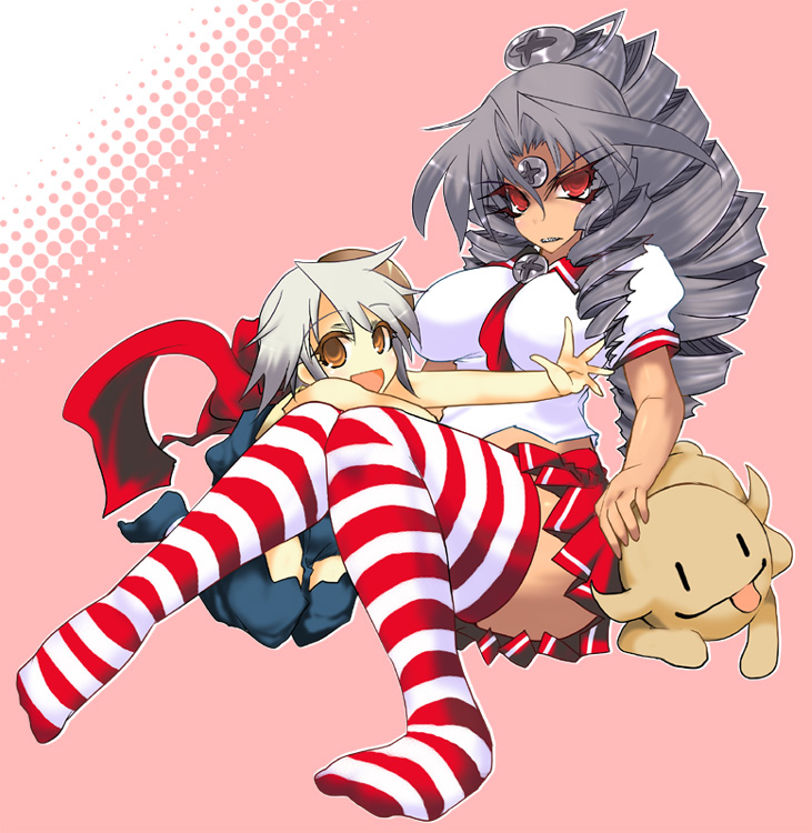 aoguu, visbou, vista-tan, vistake, os-tan, silver hair, striped legwear, bad id, bad pixiv id, drill hair, long hair, red eyes, striped clothes, striped thighhighs, thighhighs