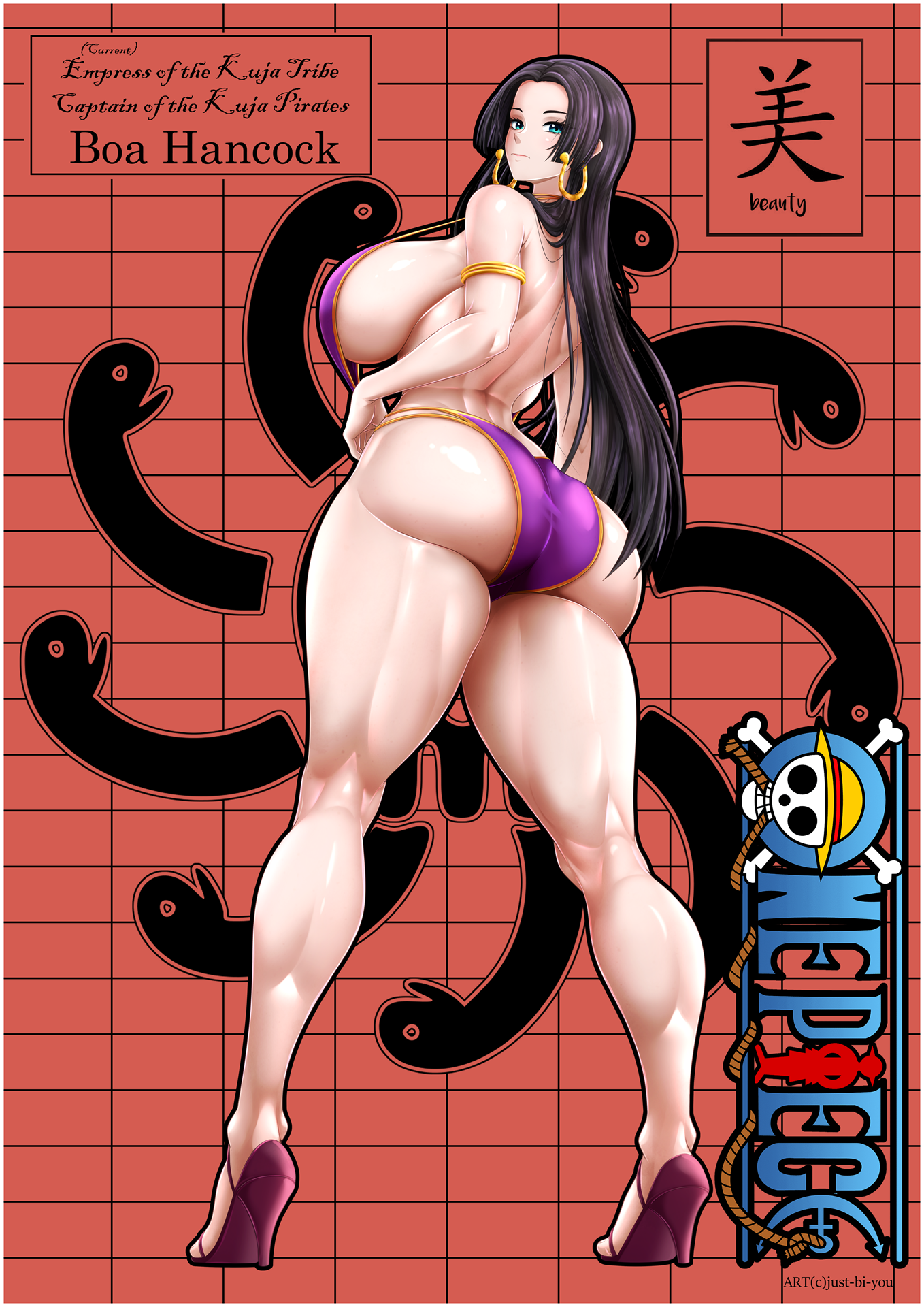 boa hancock, one piece, 1girl, ass, breasts, huge breasts, long hair
