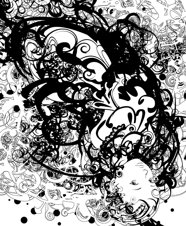 kazaana, original, 1girl, abstract, female focus, greyscale, lips, monochrome, solo