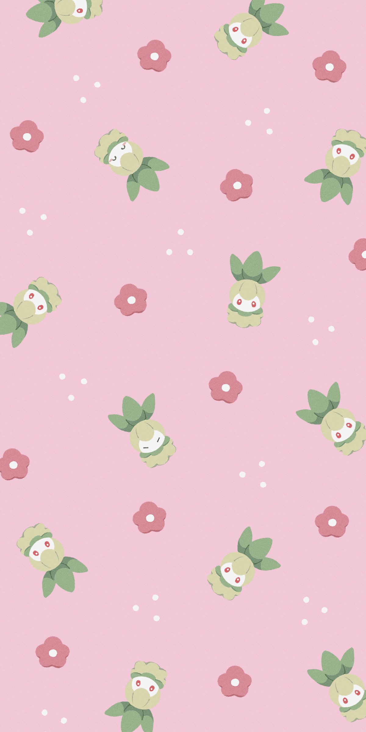 sumi fms, petilil, nintendo, pokemon, absurdres, highres, closed eyes, flower, full body, gen 5 pokemon, leaf, no humans, plant, pokemon (creature), pokemon focus, red eyes, simple background